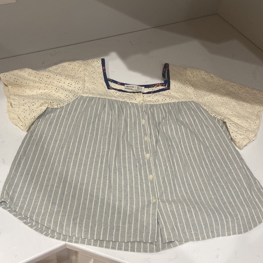Madewell X the new denim project Patchwork Butterfly Top XL EUC